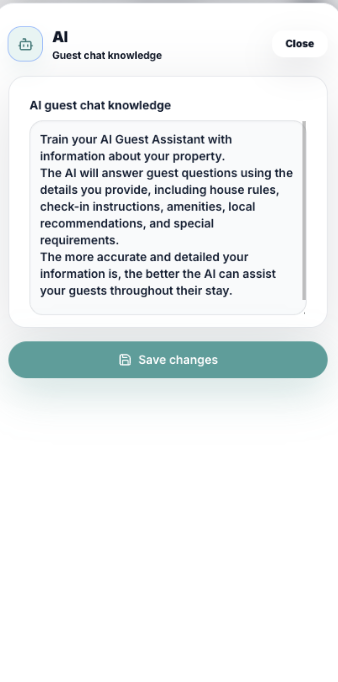 StayNest host app – Train your AI assistant